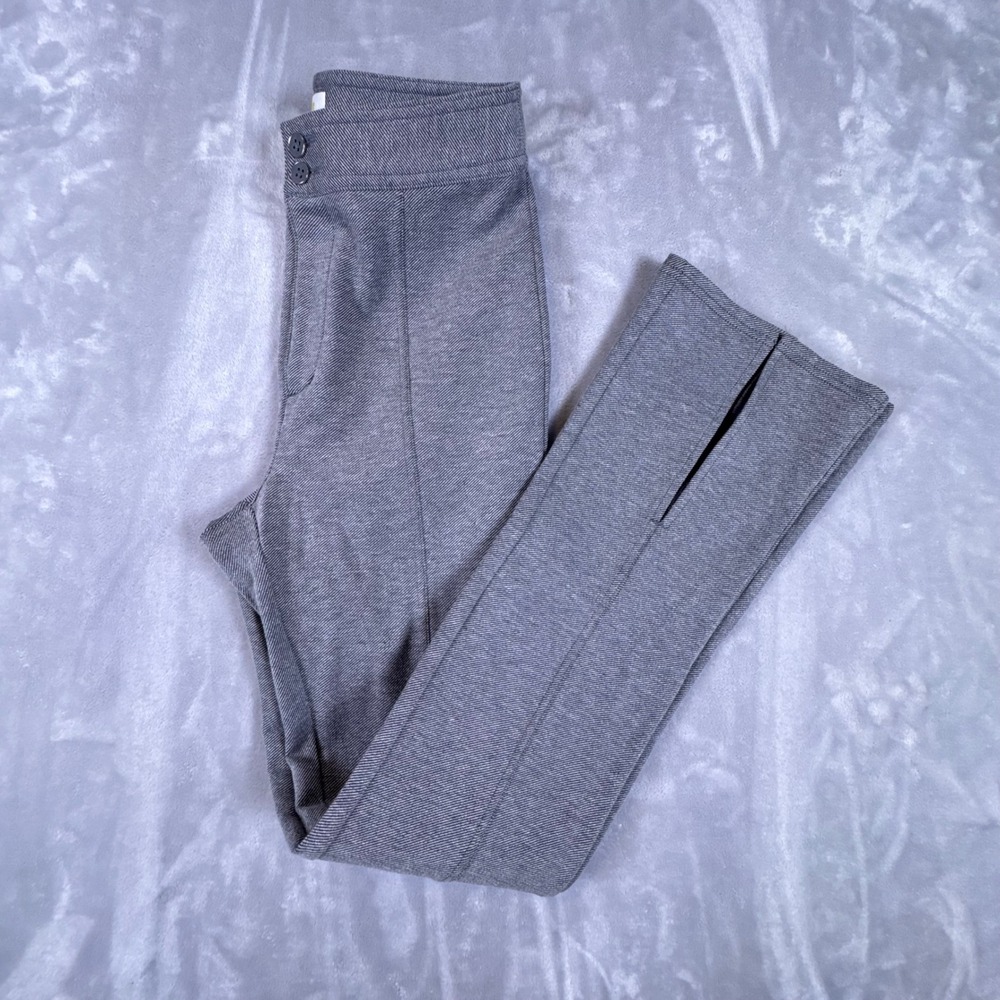 Maeve Anthropologie Grey Textured Front Seam Split Hem Flare Pants Size 2